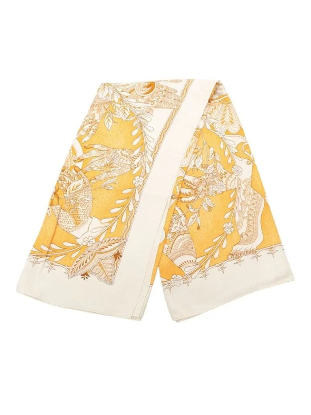 ★SOLD★ Hermes Carre 90 les Chants du Henne Henna Song Scarf Beige Multicolor - Picture 2 of 7
